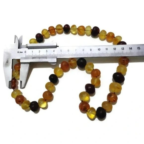 PREMIUM Large Beaded Amber Necklace, 11-13 mm Beads, Unpolished Baltic Amber - Picture 8 of 9